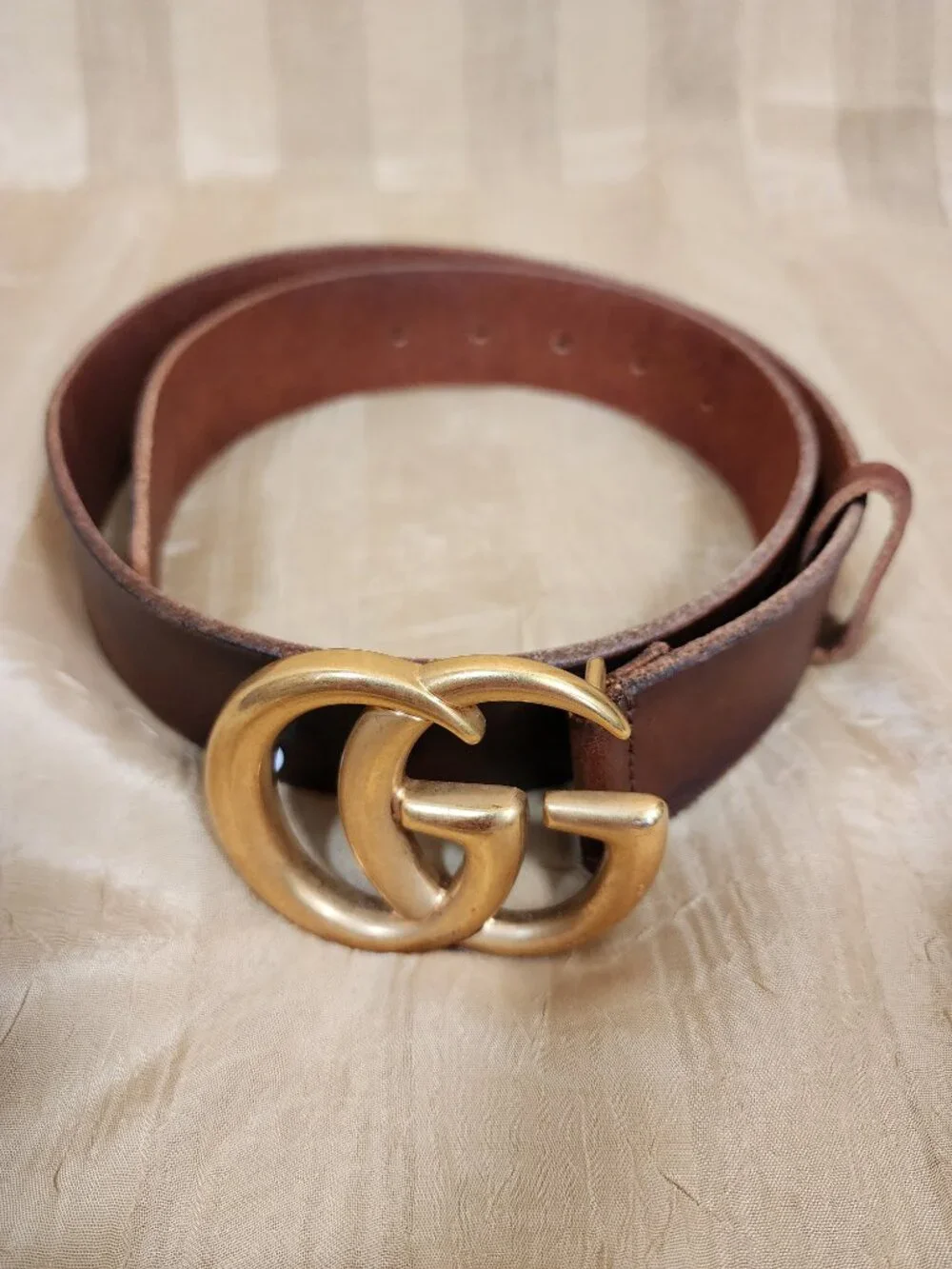 Authentic Gucci GG Marmont Wide Belt Brown Leather Size 80 / 32